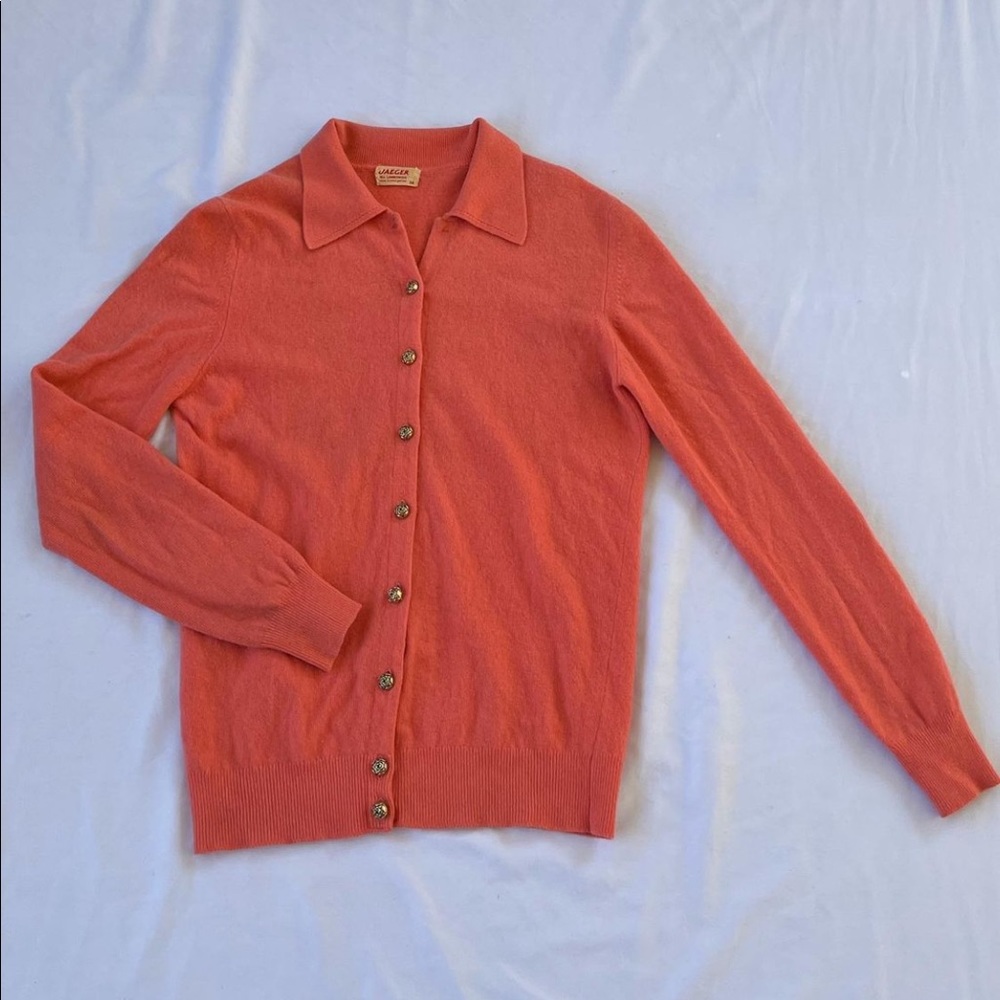 1950s Coral Cardigan Sweater with Rose Buttons